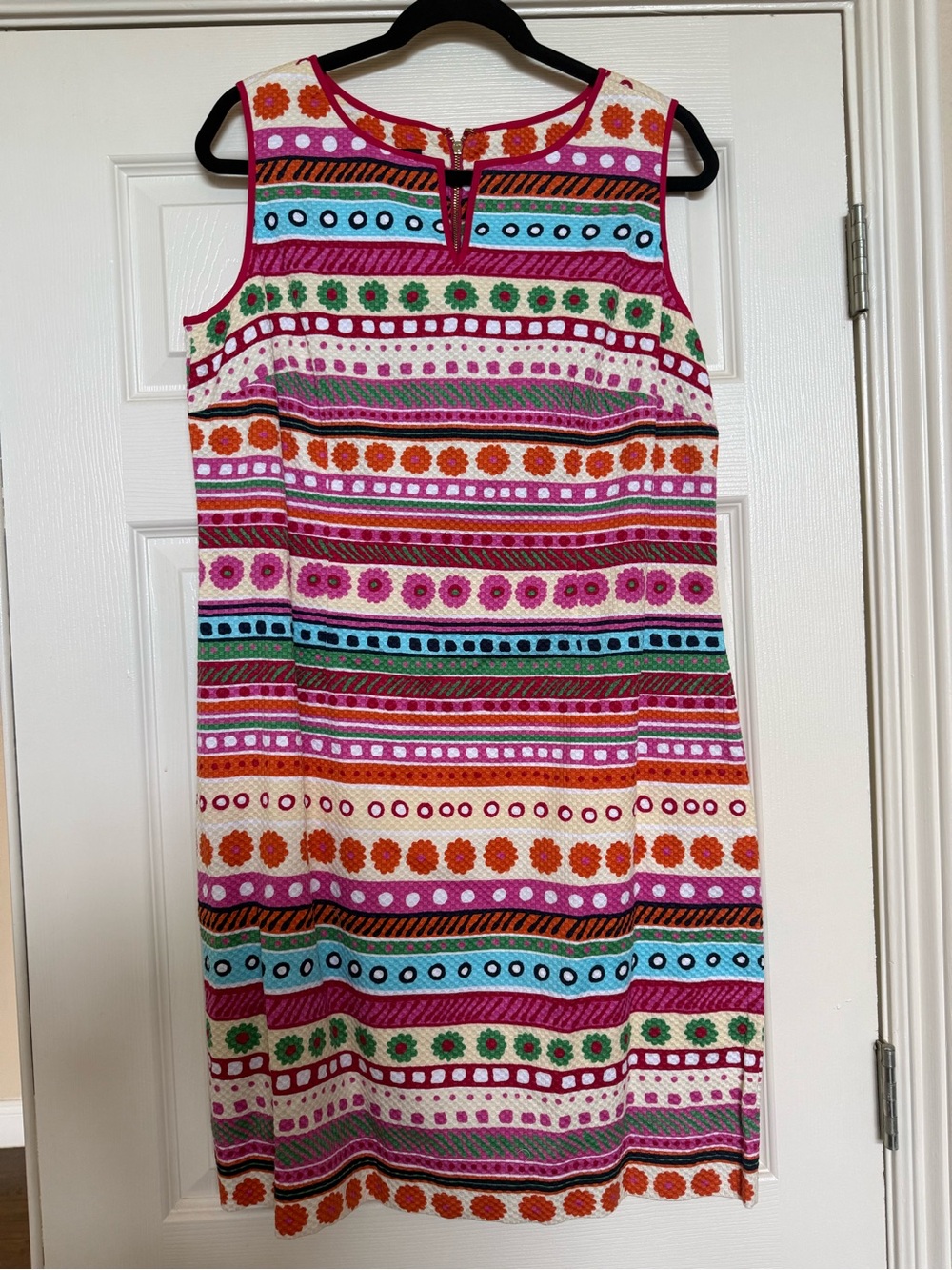Sleeveless Whimsical Multicolor Dress - Vibrant Floral Stripe